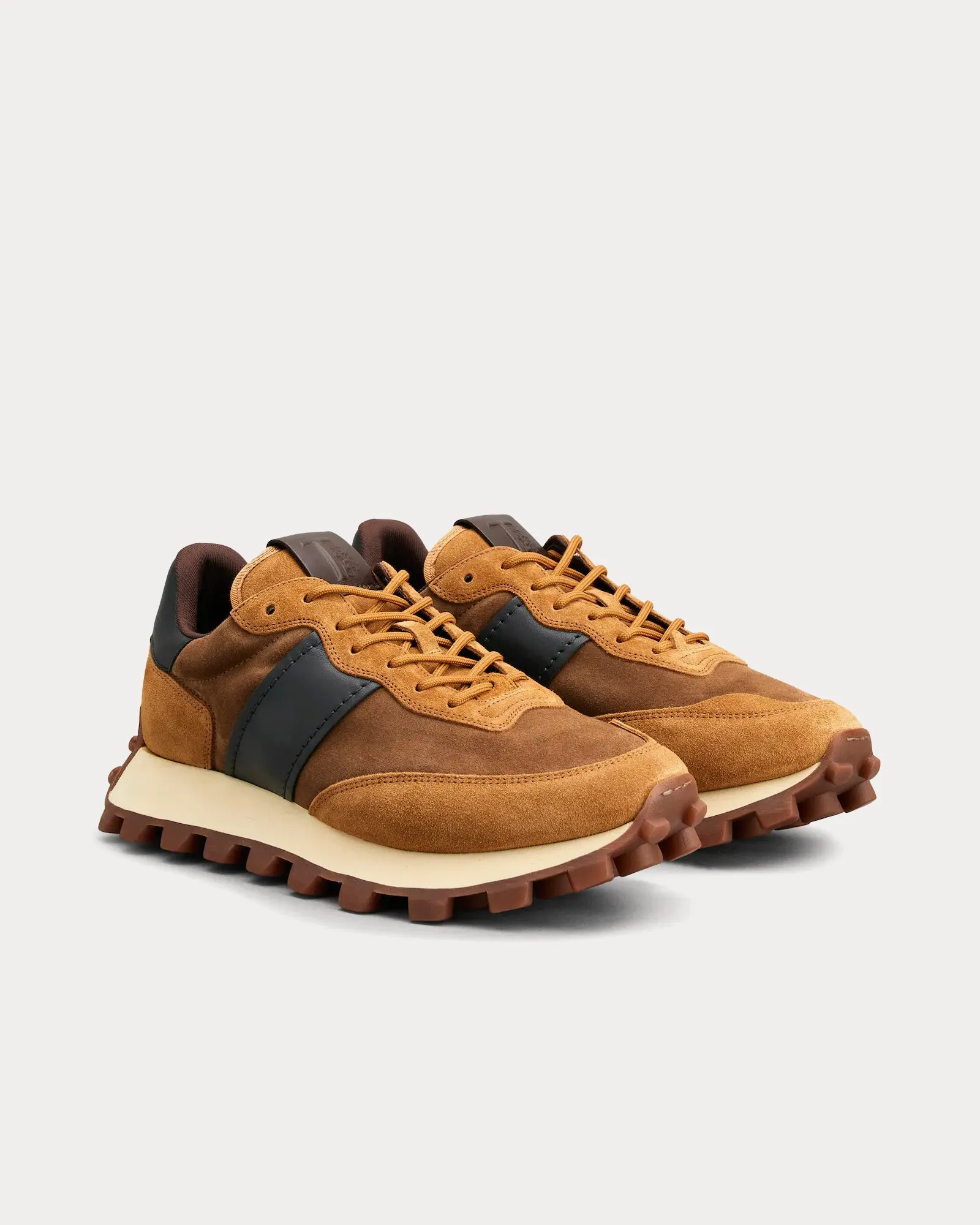 1T Suede & Fabric Brown / Blue Low Top Sneakers