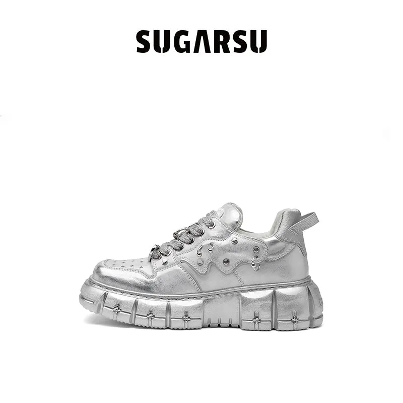 Butterfly Manor Butterfly Dream Series Rivet Embellished Butterfly Sneakers In Silver